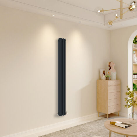 Biubiubath Traditional Cast Iron Style Radiator Vertical 3 Column Black 1800x200mm