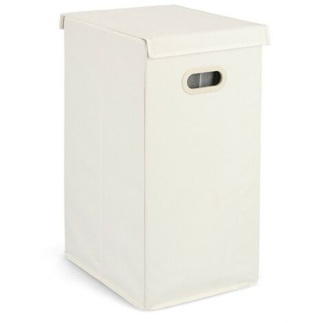 Bizzotto Cesto Porta Biancheria Tidy Rett - Salvaspazio con Coperchio - Beige