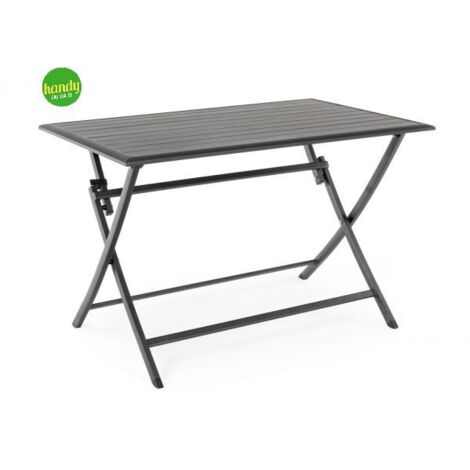 BIZZOTTO - ELIN TAVOLO PIEGHEVOLE IN ALLUMINIO ANTANCITE 110 X 70 X (H) 71 CM. 0662505