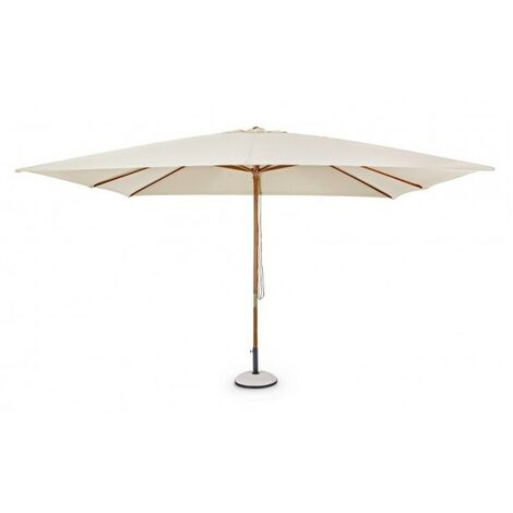 Bizzotto – Parasol droit 3 x 4 m en bois – Mât Ø48 mm avec 8 baleines en acier – Tissu polyester 180 g/m² – Couleur naturelle