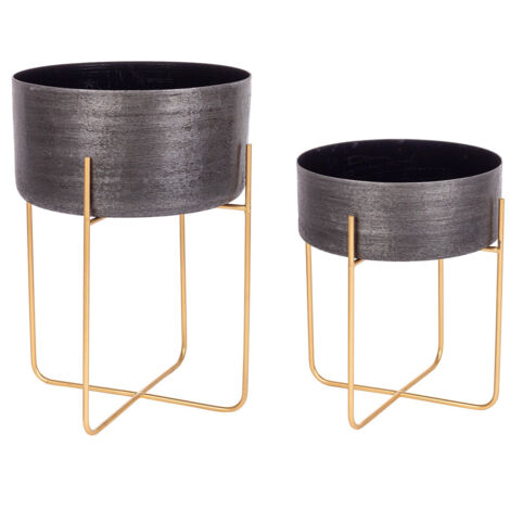 BIZZOTTO Set 2 Porta Vaso Varanasi Stand To Nero