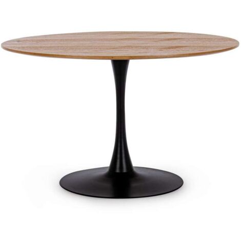 Bizzotto Tavolo Rotondo Bloom Top Veneer Nero e Noce - Design Elegante