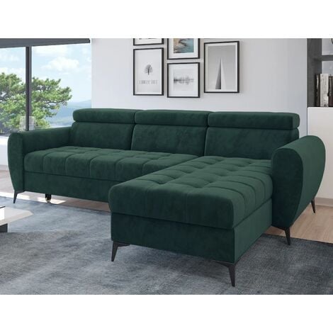Bjorn Monolith Fabric Corner Sofa Bed - Bottle Green