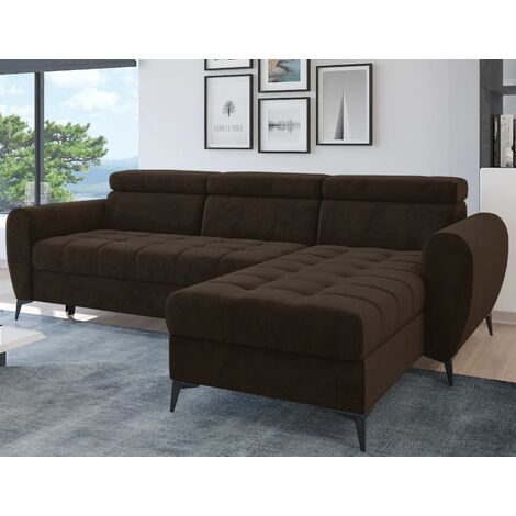 Bjorn Monolith Fabric Corner Sofa Bed - Brown