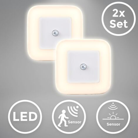 B.K. Licht lot de 2 veilleuses LED, lampe de nuit avec détecteur de mouvement, pour Chambre d’Enfant, Cuisine, Toilette, Entrée, Escalier, Couloir, blanc
