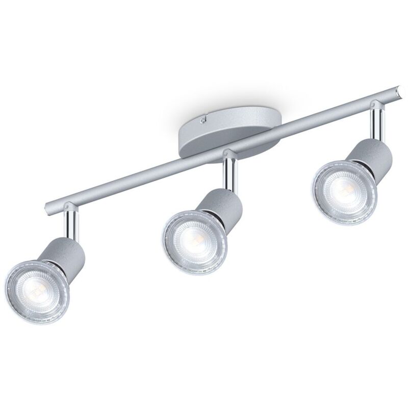B.k.licht - plafonnier 3 spots pivotants & orientables, 3 ampoules led 5W GU10, barre spots plafond salon salle à manger cuisine couloir, lumière