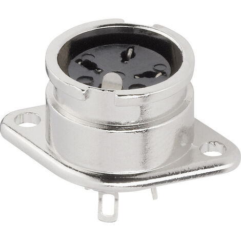 BKL Electronic 0202016 DIN-Rundsteckverbinder Flanschbuchse, Kontakte gerade Polzahl: 4  Silber 1 St