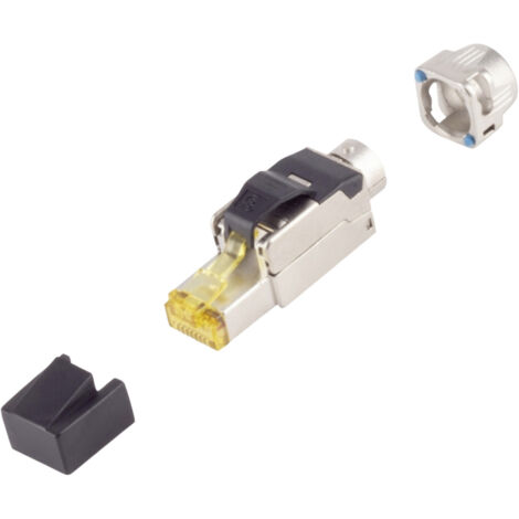 BKL Electronic RJ-45 Stecker, werkzeuglos, Cat. 6A, STP, Bajonett 10121221 Silber 1 St.