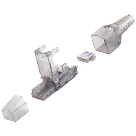 BKL Electronic Spina RJ45, senza attrezzi, UTP, CAT 6A 10121200 Spina dritta Numero di poli 8P8C Trasparente 1 pz.