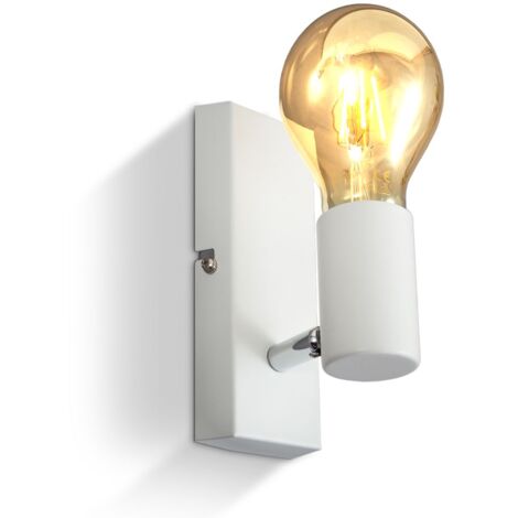 B.K.Licht - Aplique de pared blanco para interior, Lámpara de metall, requieren bombilla E27, max. 60 W, 230 V, índice de protección IP20, industrial, retro, vintage, rústico, o incluso nórdico moderno