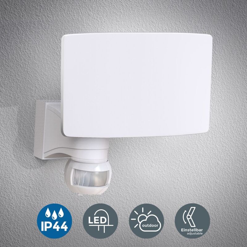 

Aplique LED con sensor de movimiento para exteriores, jardín, terraza o patio, con cabeza inclinable, de luz blanca fría, protección IP44, 20 W y