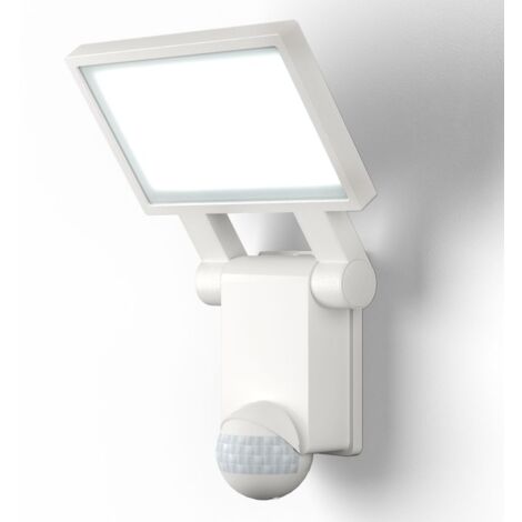 B.K.Licht applique murale blanche IP44, détecteur de mouvements, capteur crépusculaire, éclairage extérieur jardin garage terrasse, platine LED puissante de 20W, 2000lm, blanc neutre 4000K