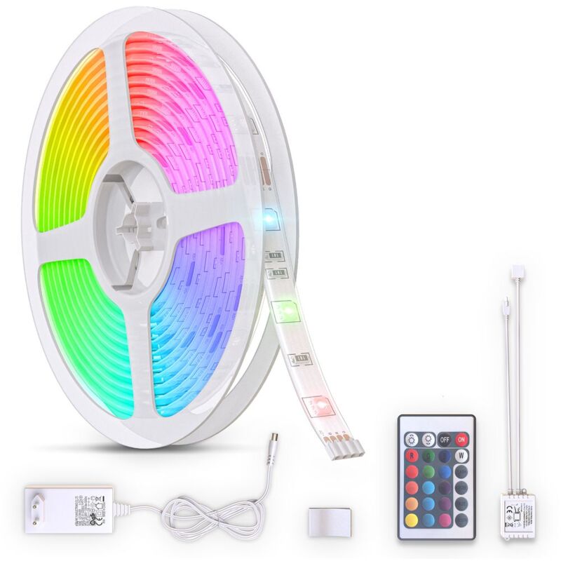 B.k.licht - bande led 3m silicone rvb télécommande autocollant changement couleur ruban lumineux éclairage décoratif chambre salon cuisine