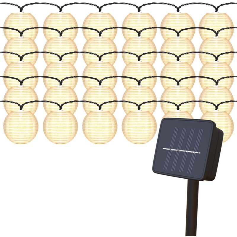 

cadena de luz solar para exterior I 6 metros 30 LEDs I cadena de luz con panel solar I IP44 I sensor crepuscular I jardín I terraza - B.k.licht