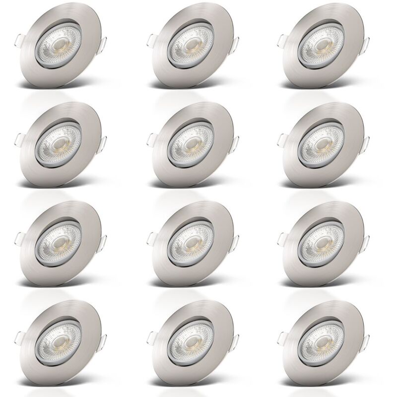 B.k.licht - Faretti led da incasso ultrapiatti orientabili, led integrati 5W, foro Ø68mm, luce calda 3000K, 460Lm, set di 12 faretti da soffitto