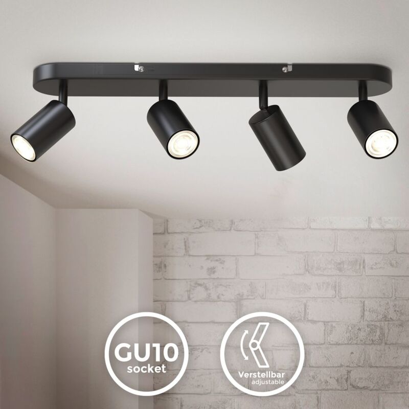 I lampada spot a 4 fiamme i orientabile i girevole i girevole i GU10 i nero-opaca i senza lampadina - B.k.licht