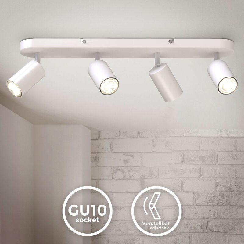 I lampada spot a 4 fiamme i orientabile i girevole i GU10 i bianco opaco i senza lampadina - B.k.licht