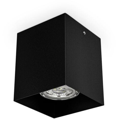 B.K.Licht Faretto da soffitto, attacco per lampadina GU10 non inclusa, Lampada da soffitto quadrata 8x8x9.5cm, metallo colore nero, Plafoniera per cucina, entrata, corridoio, scale 230V IP20