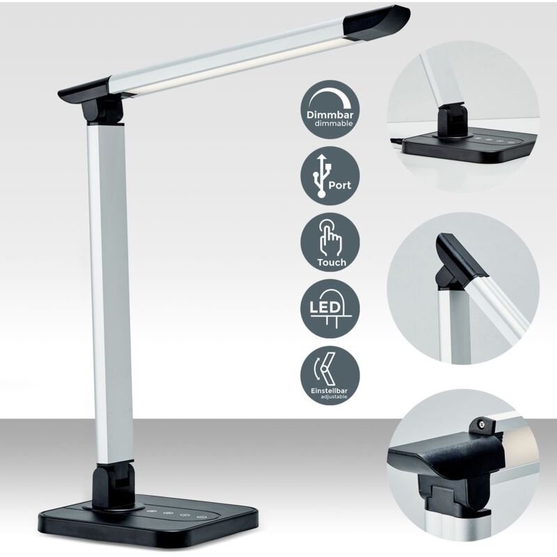 

Flexo LED, conexión USB de 5V y 3 opciones de temperaturas de color de entre 3.000 y 6.500 kelvin, regulable con 11 niveles de luminosidad, 500