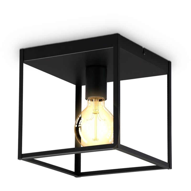 

B.K.Licht I 1 lámpara de techo de jaula de fuego I enchufe E27 I metal I negro mate I jaula I lámpara de techo