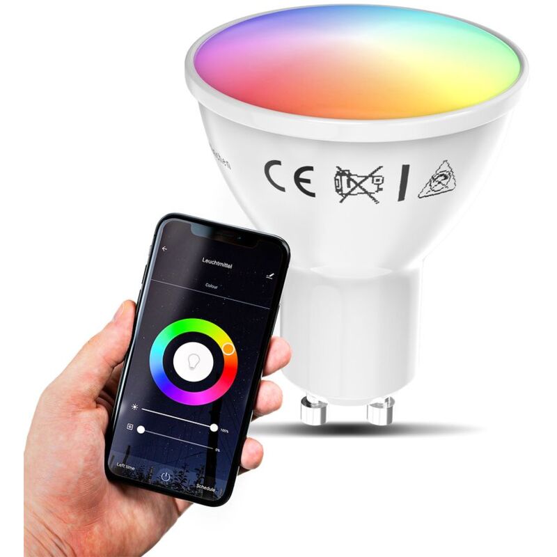 

I 1 LED GU10 Wi-Fi Lamp I 5.5 Watt I 350 Lumen I RGB I CCT I Dimmable I Aplicación Control de voz I Alexa Google Home I iOS y Android I Bombilla WLAN