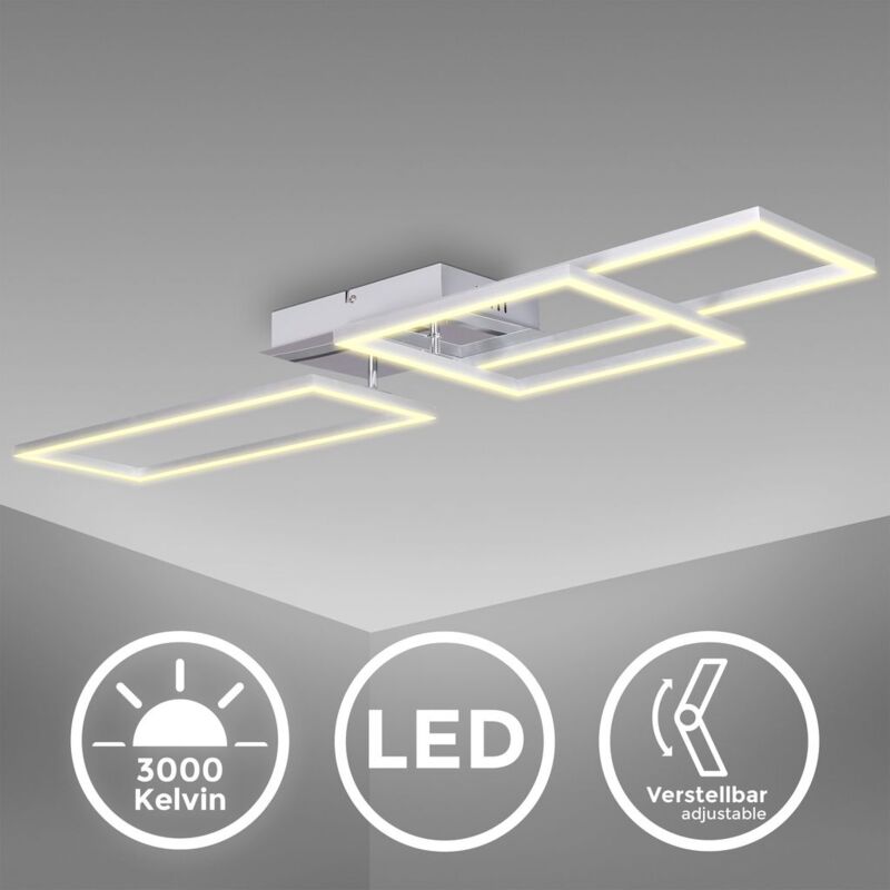 

I 43,8 Watt LED-Frame I lámpara de techo orientable de oficina I 3000 K blanco cálido I cromo-aluminio - B.k.licht
