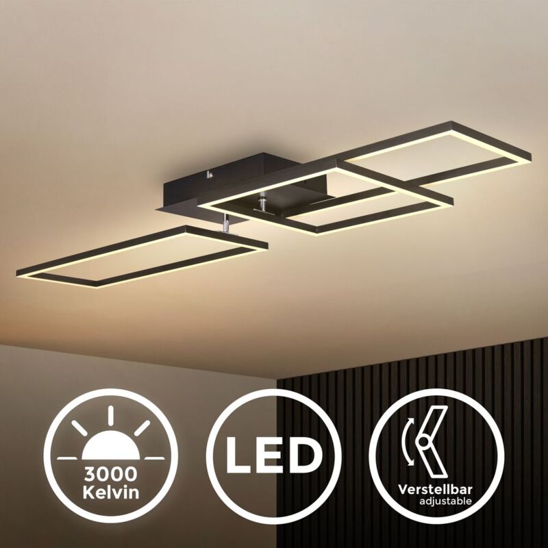 

I 43,8 Watt LED-Frame I lámpara de techo orientable de oficina I 3000 K blanco cálido I negro - B.k.licht