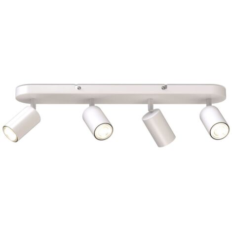 B.K.Licht – Plafonnier à spots 4 orientables GU10 – Métal blanc mat – Dimensions 550x60x90 mm – Indice de protection IP20 – Installation rapide