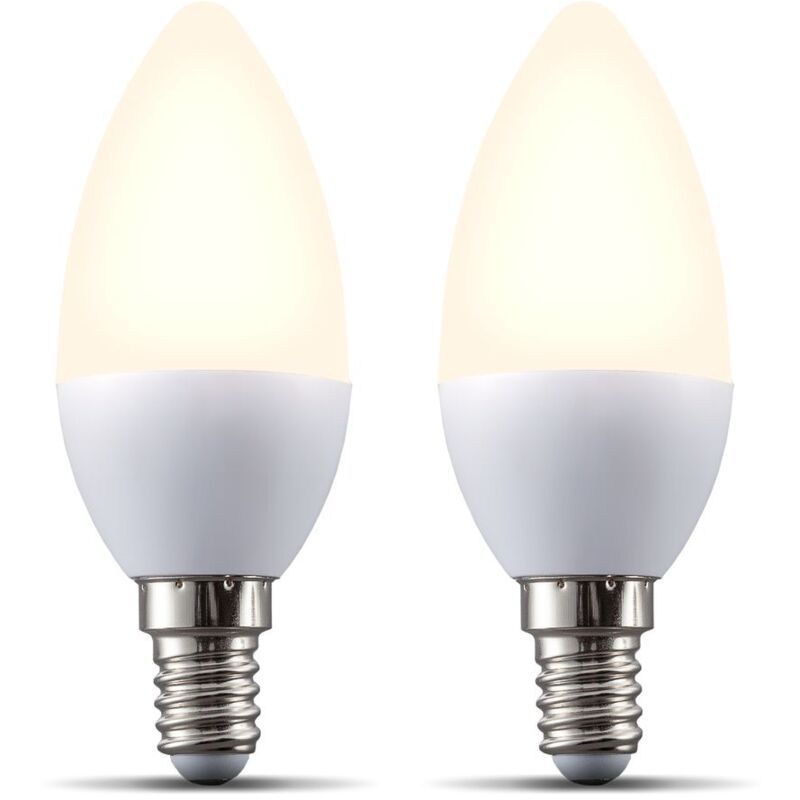 

B.K.Licht I Juego de 2 lámparas LED E14 Wi-Fi I 5.5 vatios I 470 lúmenes I 2.700K Blanco cálido I Regulable I Aplicación Control de voz Alexa Google