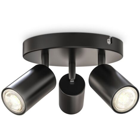 B.K.Licht I lampada spot a 3 fiamme rotonda I girevole I girevole I girevole I GU10 I nero-opaca I senza lampadina