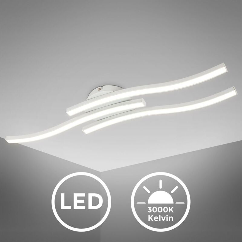 

B.K.Licht I Lámpara de techo de 3 lámparas LED I 3.000K blanco cálido I 18 Watt I 1.440 Lumen I blanco I en forma de onda I curvado I longitud: 565 mm