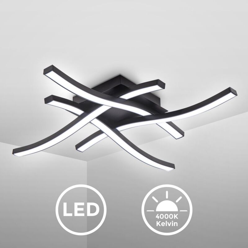 

I Lámpara de techo de 4 lámparas LED I 4.000K blanco neutro I 20 Watt I 2.000 Lumen I negro I blanco acrílico I ondulado I curvado I 425x425x70 mm