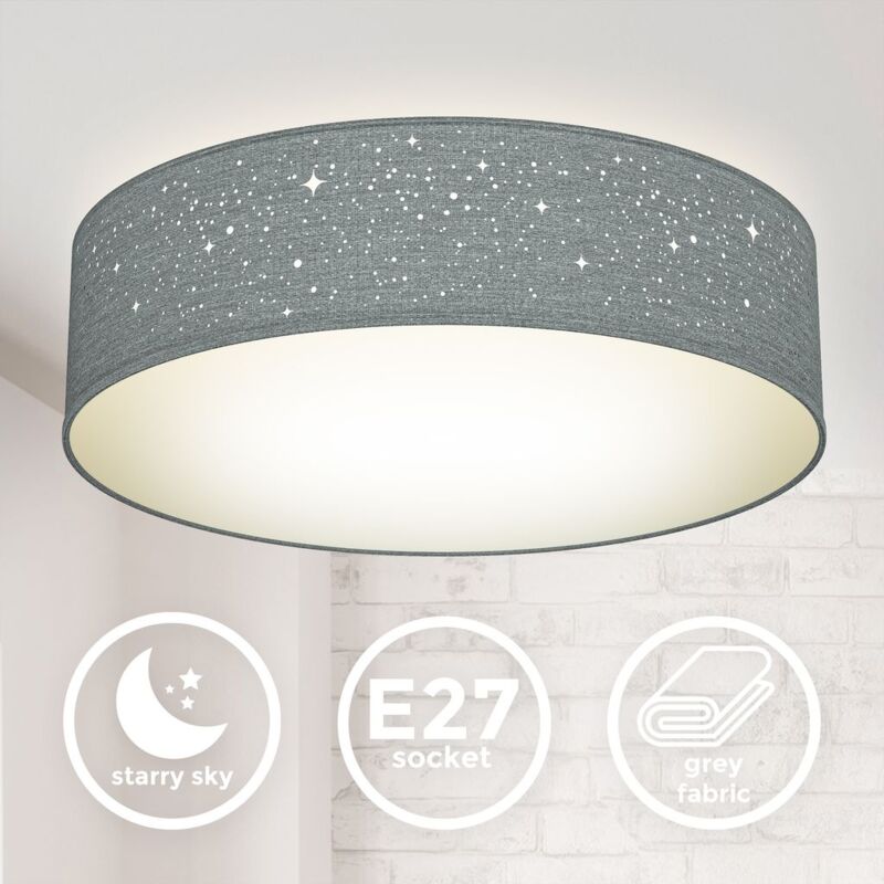 

B.K.Licht I lámpara de techo I lámpara de techo de tela redonda I lámpara de estrella I lámpara de dormitorio I pantalla textil I E27 I 2-flame I