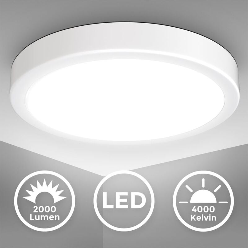 

B.K.Licht I Lámpara de techo LED de 18 W I 4.000K I 28 cm de diámetro I 2.000 lúmenes I luz blanca neutra I blanco