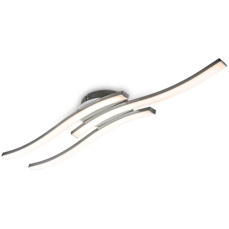 B.K.Licht I Lámpara de techo LED I Lámpara de techo I 3 llamas I 3.000K blanco cálido I 6 Watt I 3x480 lumen I óptica de aluminio I blanco acrílico I I forma de onda I curvas I longitud: 565mm