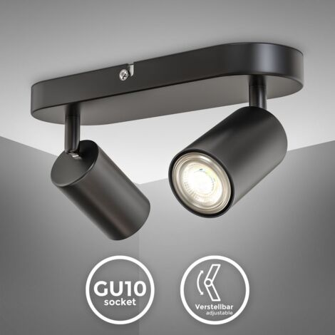 B.K.Licht I Lampe à 2 flammes I pivotante I tournante I GU10 I noir-mat I sans ampoule