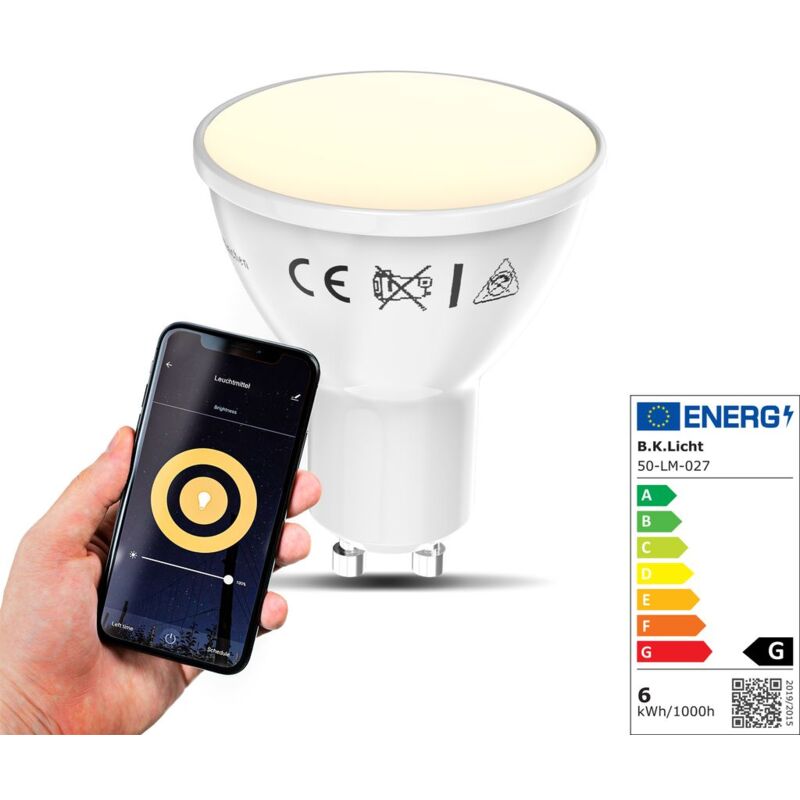 

I LED GU10 Wi-Fi Lamp I 5.5 vatios I 350 Lumen I 2.700K Blanco cálido I Regulable I Aplicación Control de voz Alexa Google Home I iOS y Android I