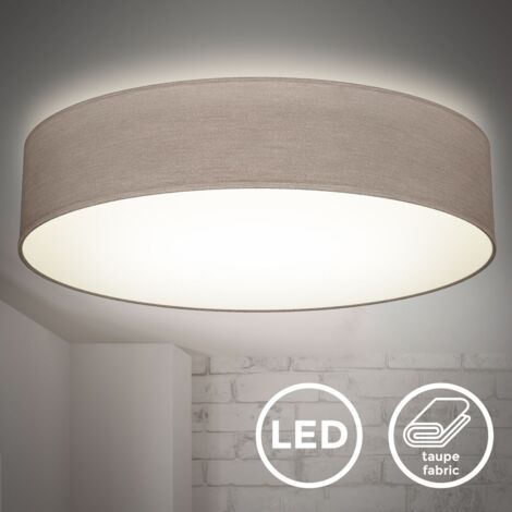 B.K.Licht I Plafonnier en tissu LED 20 W I 48 cm I blanc neutre 4.000 K I 1800 lumen I Tableau LED 20 Watt I Taupe