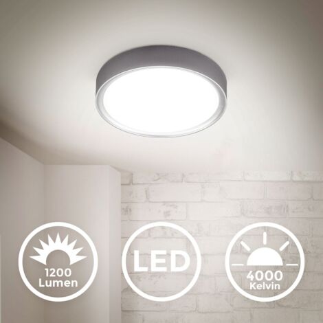 B.K.Licht I Plafonnier LED 12 W I 4.000K I 25 cm de diamètre I 1.200 lumen I lumière blanche neutre I argent