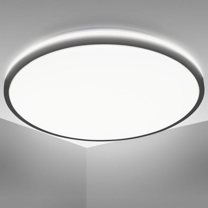 B.k.licht - i Plafonnier led i Ø38 cm i platine led 24 Watt i effet rétroéclairage i lumière blanche neutre 4000 k i lumière indirecte i noir