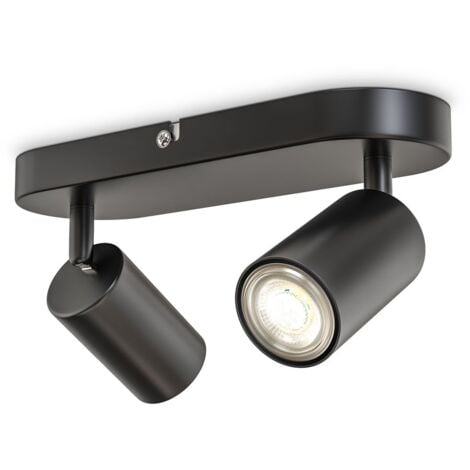B.K.Licht I spot plafond I plafonnier dinterieur  2 spots pivotants & orientables I GU10 I noir-mat I livré sans ampoules