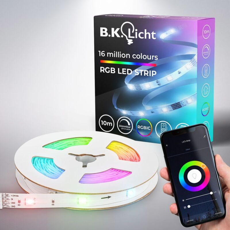 Image of B.k.licht - i Striscia led rgbic Wifi 10 m i Controllo app i Sensore musicale i Barra luminosa i led Chaser i Striscia led rgbic i Compatibile con