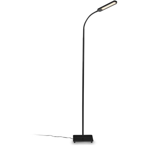 B.K.Licht Lampada da terra LED, piantana dimmerabile su 4 livelli, luce calda, neutra o fredda, altezza duso 1,35m, LED integrati 6,5W, 600Lm, orientabile, lampada a stelo touch moderna, nera IP20