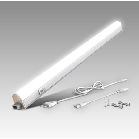 B.K.Licht Lampada sottopensile cucina LED, luce bianca naturale 4000K, LED integrati da 8W, lunghezza 57.3cm, interruttore on off, plastica, lampada moderna collegabile con lampade uguali, 230V IP20
