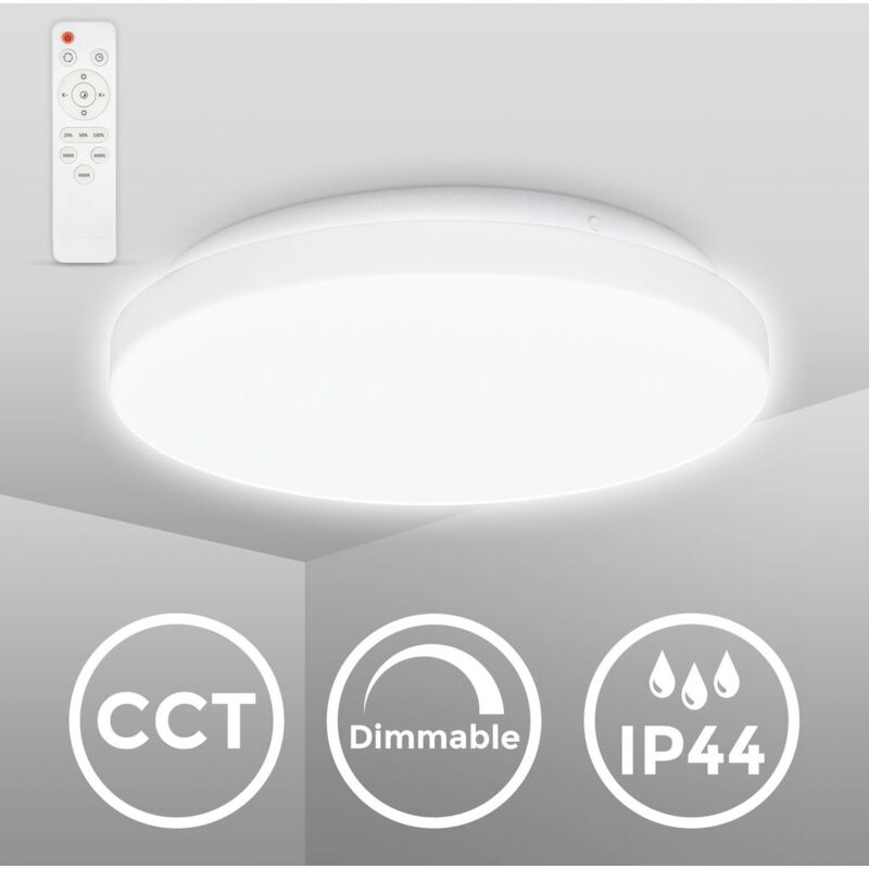 

Lámpara de baño LED de 12 vatios con control de la temperatura del color I Protección contra salpicaduras de agua IP44 I 1200lm I Lámpara de techo