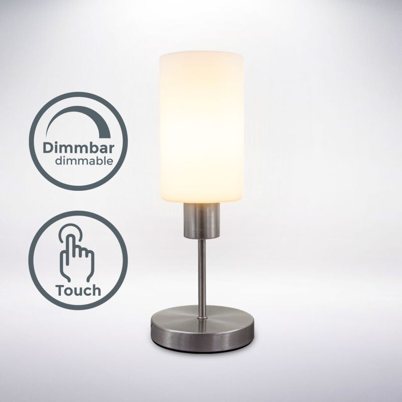 

B.K.Licht lámpara de mesa I Enchufe E27 I lámpara de mesa I Regulable en 3 pasos mediante regulador táctil I lámpara de vidrio I sin bombilla máx. 25W