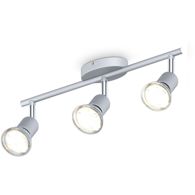 

Lámpara de techo con 3 Focos LED GU10, focos ajustables y giratorios para interiores, de luz blanca cálida, 3W y 250 lúmenes, 3000K, forma recta en