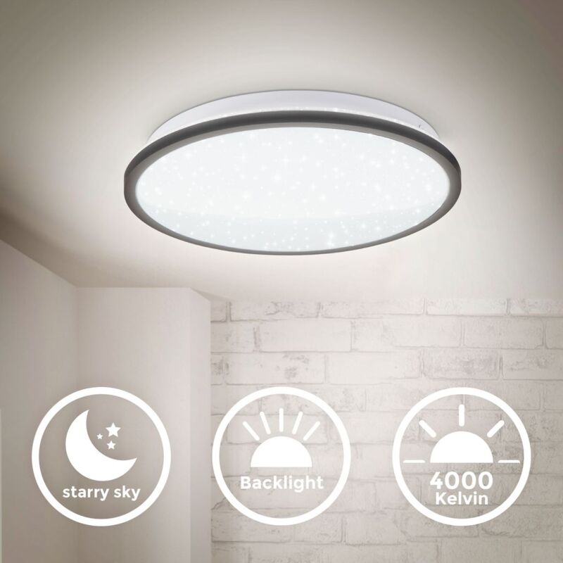 

Lámpara de techo LED de 18 vatios con cubierta de estrella I ultraplana 4,2 cm I Ø28 cm I color de luz blanco neutro 4000 K I luz indirecta I borde