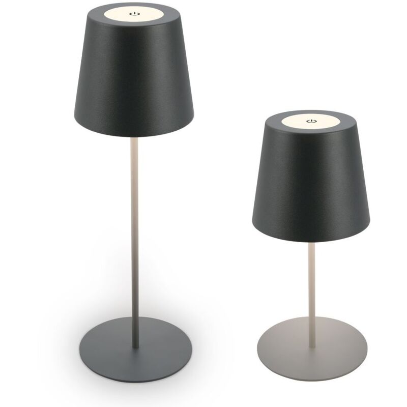 B.k.licht - Lampe de table led sans fil IP44, Variable, tactile, protection contre les éclaboussures, sans fil, anthracite, 36 x Ø10,5 cm B.k.licht - Lampe de table led sans fil IP44, Variable, tactile, protection contre les éclaboussures, sans fil, anthracite, 36 x Ø10,5 cm
