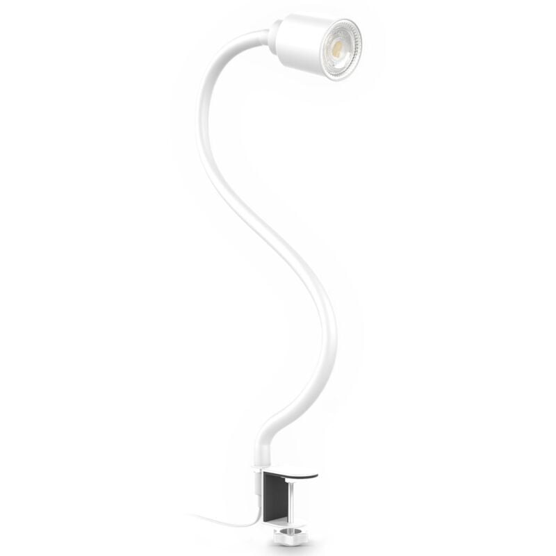 

B.K.Licht LED abrazadera de luz incl. 5W GU10 iluminador I blanco cálido I cuello de cisne flexible I giratorio I interruptor de conmutación I cuello